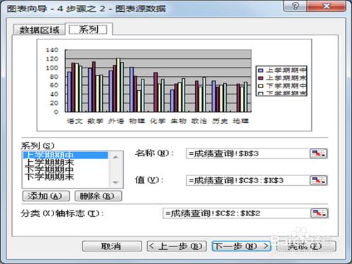 隨學生成績變化自動變化的柱形圖