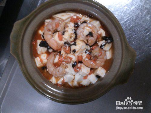 海鮮美食蝦仁豆腐煲