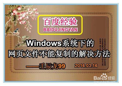 Windows系統下的網頁檔案不能複製的解決方法