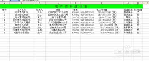 用excel製作客 戶 資 料 統 計 表