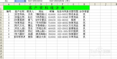 用excel製作客 戶 資 料 統 計 表