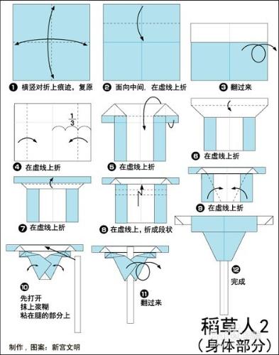 兒童摺紙稻草人教程