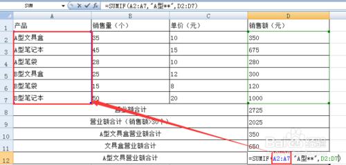 SUMIF函式——計算符合指定條件的數值之和