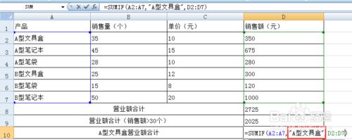 SUMIF函式——計算符合指定條件的數值之和