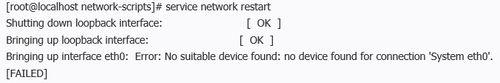 linux:no device found for “System eth0”