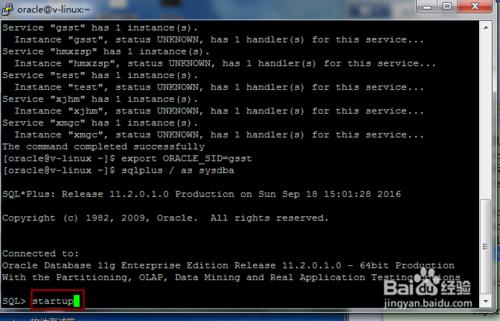 linux下啟動oracle例項