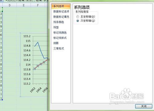 EXCEL做出的有兩個Y軸一個X軸的折線圖