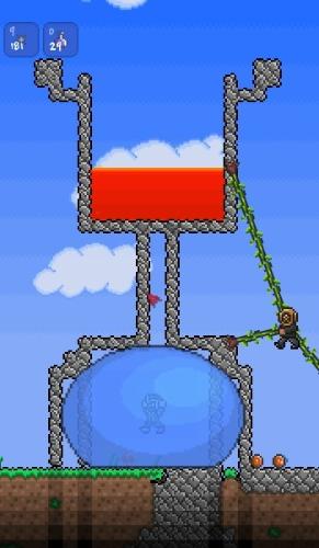 《terraria》用岩漿虐史萊姆國王的方法