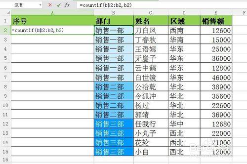 excel如何根據部門設定不同序列號？