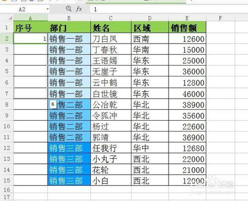 excel如何根據部門設定不同序列號？