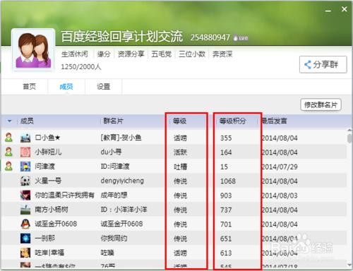 電腦怎樣簡單檢視QQ群成員的等級積分