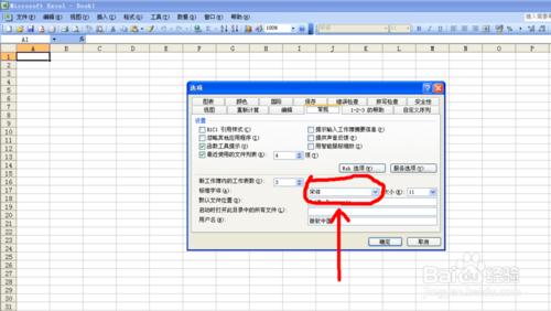 如何更改Excel2003介面預設字型和字號