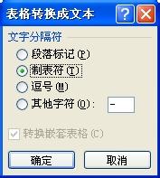 word2007表格轉換成文字，文字轉換為表格