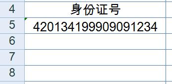 在excel中輸入身份證號碼