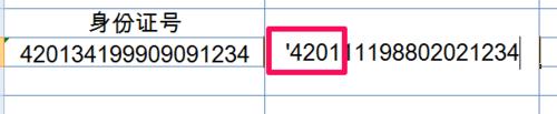 在excel中輸入身份證號碼