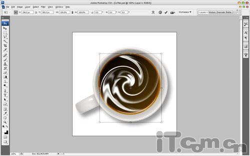 怎樣用Photoshop濾鏡製作咖啡攪拌時的漩渦效果