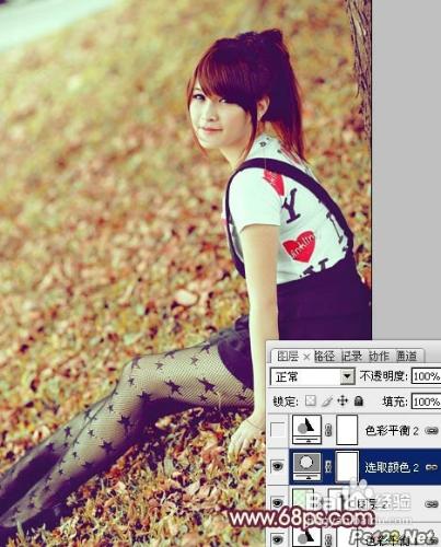 Photoshop調出草地美女圖片淡淡柔美的紅綠色