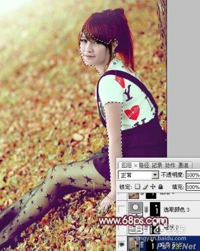 Photoshop調出草地美女圖片淡淡柔美的紅綠色