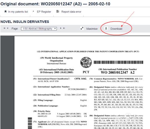 歐洲專利局免費下載專利和同族專利的方法