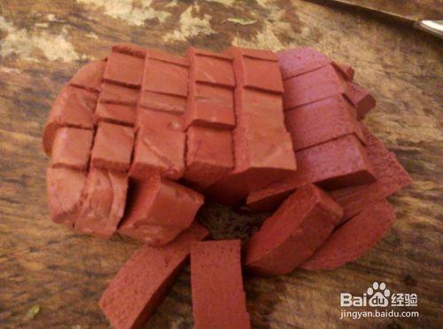 美食#豬血要怎麼切成小方塊