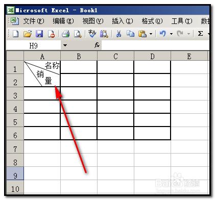 excel2003版本 表頭用斜線分割後如何在裡面打字