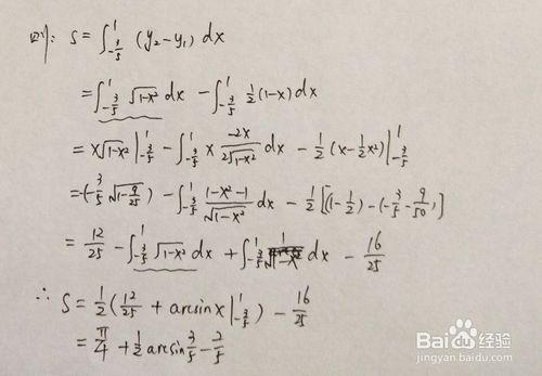 用定積分求出四條直線±x±2y=1與單位圓圍成面積