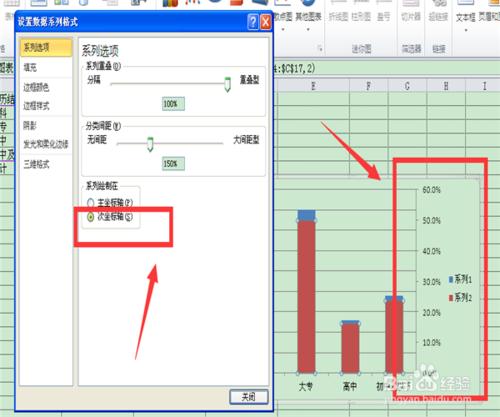 Excel中如何在柱狀圖中新增百分比的折線圖