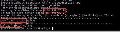 linux伺服器上測試網速